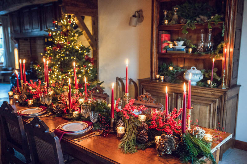 Décoration florale Table de Noël